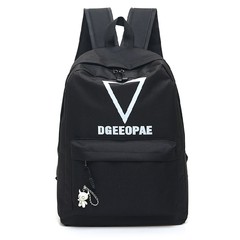 College style, simple printed bag, Korean style, fashionable shoulder bag, female backpack, casual canvas, men's computer bag black