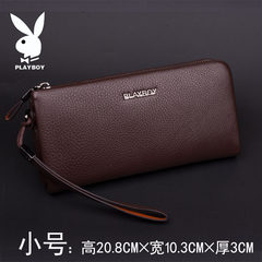 Dandy man bag men's leather hand Baotou cowhide high-capacity Long Wallet soft bag Brown - Trumpet