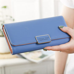 The 2017 New South Korea female long paragraph wallet all-match student personality large capacity typeaway simple handbag wallet blue