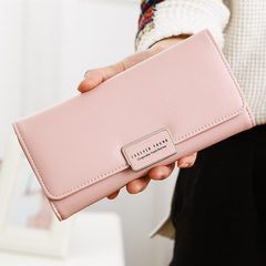 The 2017 New South Korea female long paragraph wallet all-match student personality large capacity typeaway simple handbag wallet Light pink
