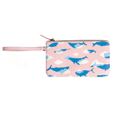 New kiitos sea story series, leather sundries bag, makeup bag, long leather PU wallet, change key bag Hand bag pink whale