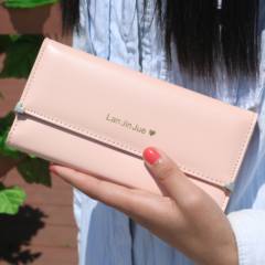 2016, the new version of the Korean fashion tide simple, small fresh love rivet, seventy percent off Ladies Long Wallet Coffee