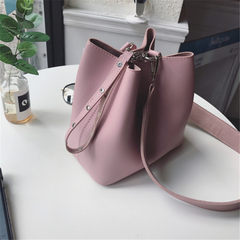 2017 summer new Korean pull bag bucket bag portable Shoulder Satchel Bag strap width Pink