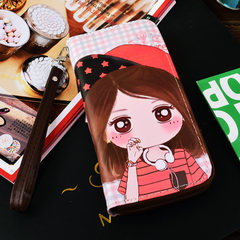 Fashion students, small fresh pink cartoon, female long bear, tide lovely students, girls, children, wallets, girls The small red hat girl stars + send hand
