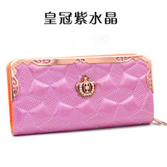 Ladies purse Europe series zipper wrist bag female bills long clip hand bags change mobile phone bag hand bag Crown Amethyst