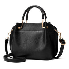 2017 new summer Dixiang handbag simple fashion all-match tassel Satchel Bag portable bucket bag PU bag black