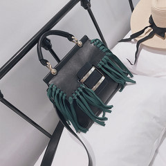Korean fashion multifunctional bucket bag 2017 New Retro tassel backpack Simple Shoulder Messenger Bag black