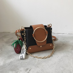 2017 new handbag Korean fashion color chain bucket bag handbag small bag all-match single shoulder bag black