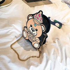 Cartoon fashion chain satchel 2017 new leisure bag all-match Korean character Winnie printing bag black