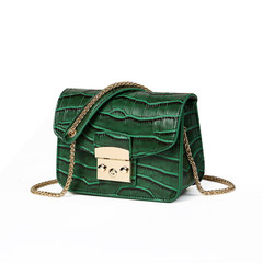 2017 new Korean female bag lock chain bag all-match small package simple temperament casual shoulder bag Army green