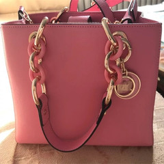 2017 new Gao Yuanyuan Song Jia with cross pattern leather chain portable shoulder diagonal Diana tortoise bag Pink