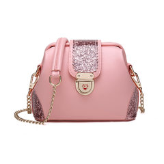 Leisure sweet Shoulder Messenger Bag, Korean fashion handbags 2017 new light chain bag bag Doctor Bag Pink
