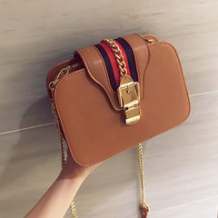 Double nip Korean handbag chain Small Bag Satchel 2017 new tide all-match simple mobile phone bag bag brown