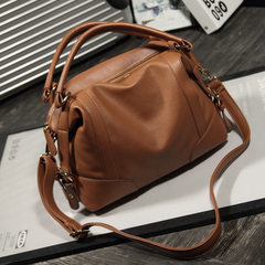 European and American fashion brand Boston atmosphere large capacity single shoulder bag hand bag leather pillow practical foreign trade Khaki