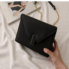 2017 simple leather palm print magazine all-match small bag shoulder diagonal lock chain bag new handbag black