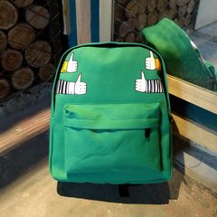 South Korean couple on simple text printed Canvas Backpack boy students personalized candy Sports Backpack Emerald green