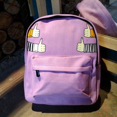 South Korean couple on simple text printed Canvas Backpack boy students personalized candy Sports Backpack Like the purple taro