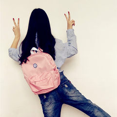 Korean ulzzang korean version, campus retro college wind, soft, portable schoolbag, backpack, shoulder bag, female package NYLON PINK sunshine