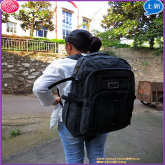 Canvas large capacity men's shoulder bag, travel bag, outdoor men's leisure luggage bag, college student book bag, post black