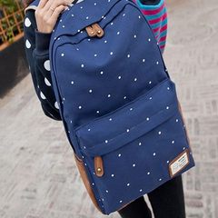 Female backpack, leisure mother, mummy bag, large capacity multifunctional student book, canvas travel bag manufacturer Navy Blue