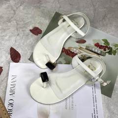 Shipping 2017 new summer sandals shoes retro Diamond Single Ladies comfortable flat sandals Thirty-eight White 888-10