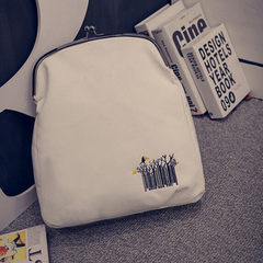 2016 personality Japan and Korea Canvas Backpack, iron mouth clip, simple leisure travel bag, hit color college, wind bag white