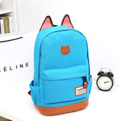 Mail 2015 new cat ear bag, men and women Korean canvas, fashion tide backpack, student bag, double Backpack Sky blue