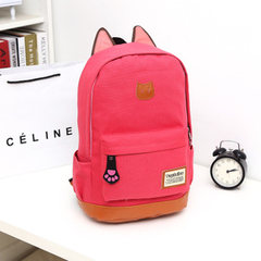 Mail 2015 new cat ear bag, men and women Korean canvas, fashion tide backpack, student bag, double Backpack Watermelon Red