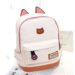 Mail 2015 new cat ear bag, men and women Korean canvas, fashion tide backpack, student bag, double Backpack Beige
