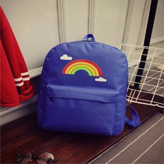 Korean new backpack winter rain canvas bag bag bag simple bulk bag for middle school students Rainbow blue