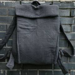 Hemp cotton cloth art design original colorless backpack simple Backpack Bag Shoulder wind linen school Dark grey