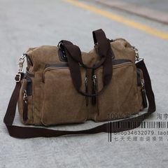 Travel Bag Tote Bag Shoulder Bag for male large men's casual Gym Bag Satchel thick canvas Coffee