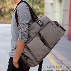 Travel Bag Tote Bag Shoulder Bag for male large men's casual Gym Bag Satchel thick canvas Army grey
