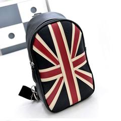 New style men's bags, Korean tide, outdoor bags, English wind, rice, characters, English flags, fashionable chest bags, men's bags Sky blue