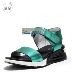 2017 new flat sandals female summer beach shoes with leather in Rome sports leisure tourism platform shoes Thirty-eight black