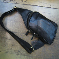 Special package mail! Leather goods, street leisure, leather men's bags, shoulder bags, chest bags, outdoor leather bags black