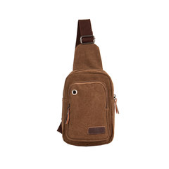 Canvas male package chest pack men single shoulder bag bag bag leisure tide satchel new backpack. Coffee