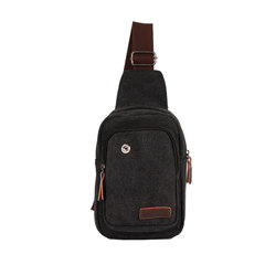 Canvas male package chest pack men single shoulder bag bag bag leisure tide satchel new backpack. black