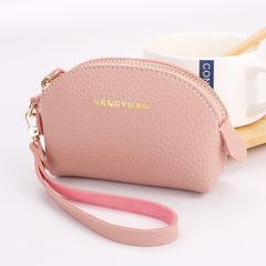 Package 2017 new Korean Edition change bag, wrist with zipper, mini short wallet, key bag, coin bag dark pink