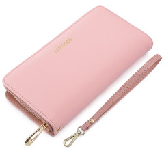 2017 new Korean Ladies Purse Handbag large capacity mobile phone a zipper hand bag Pink hand strap