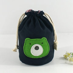 Cute cartoon bundle canvas bag, creative new mobile phone bag customization, hand carrying sundries, keys, change bag Navy Blue