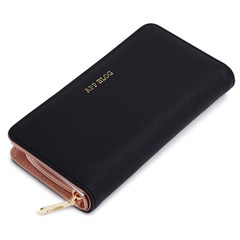 2017, the new version of the Korean lady double zipper, double small zero wallet, high-capacity mobile phone bag, hand to buy food packets Black (no handle)