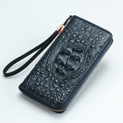 2017 new female handbag leather wallet hand lady zipper bills wallet crocodile clip hand bag Large dark blue