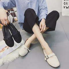 Korean retro shoes spring 2017 new grandma comfortable soft bottom flat shoes a female buckle Mary Jane shoes Thirty-eight white