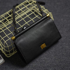 2017 spring Amoi! Korean real leather handbag leather Mini Shoulder Bag Messenger Bag retro bag bag black