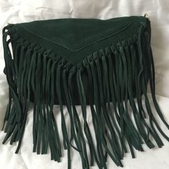 2016 genuine leather fringed Bag Satchel Bag retro matte fashionista new handbag leather shoulder bag green