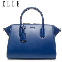 ELLE Leather Handbag Shoulder Bag Handbag New bag bag and simple fashion all-match big wings New blue