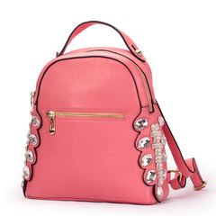 2015 new leather leather shoulder bag handbag tide diamond Korean leisure travel bag, backpack diamond tail Pink