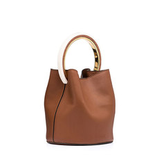 Purchasing ring bucket bag leather bag 2017 simple new personalized Korean Fashion Shoulder Messenger Bag Caramel