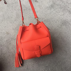 Lattice bag retro tassel Crossbody Bag Drawstring bucket female bun mother bag 2017 new handbag shoulder bag orange
